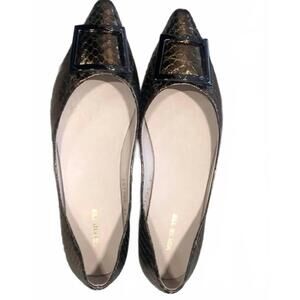 NEW ALL BLACK women's met exotic flats in bronze